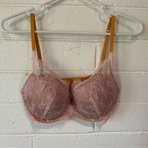 Victoria’s Secret pink and gold lace balconette bra size 34 D